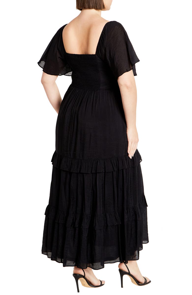 City Chic Marci Ruffle Tiered Maxi Dress, Alternate, color, Black