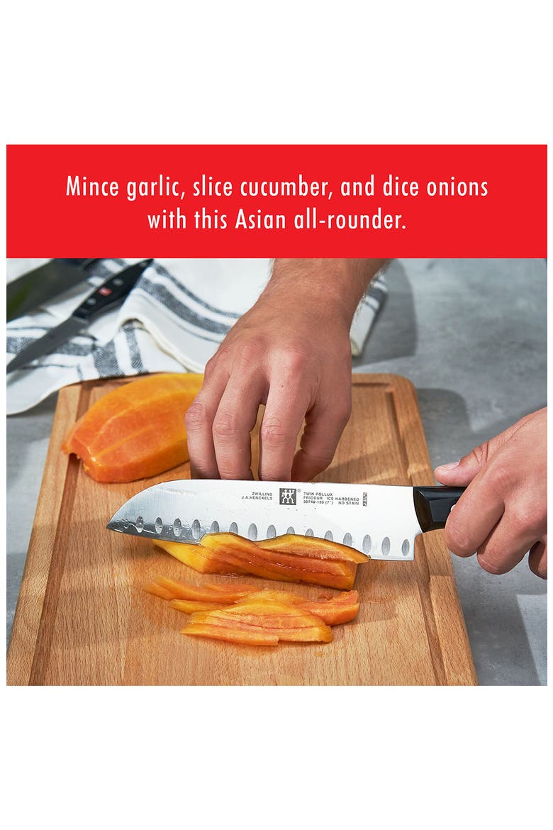 TWIN Signature 7-Inch Hollow Edge Santoku Knife, Alternate, color, SILVER
