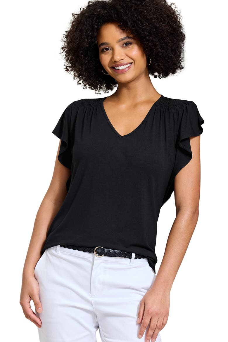 Kauai Flutter Sleeve T-Shirt, Alternate, color, BLACK