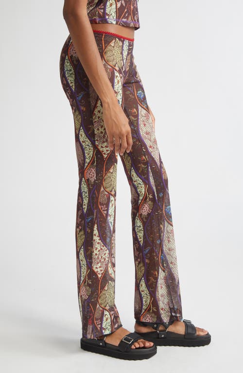 Siedres Floral-pattern Flared Trousers In Brown