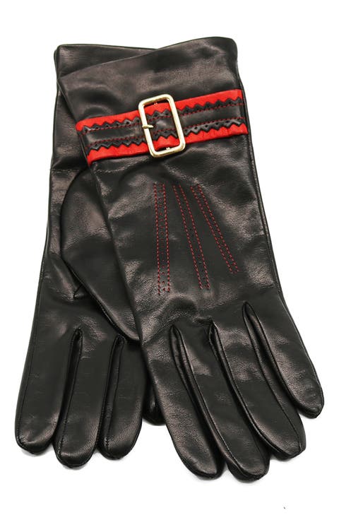 Buckle Leather Gloves
