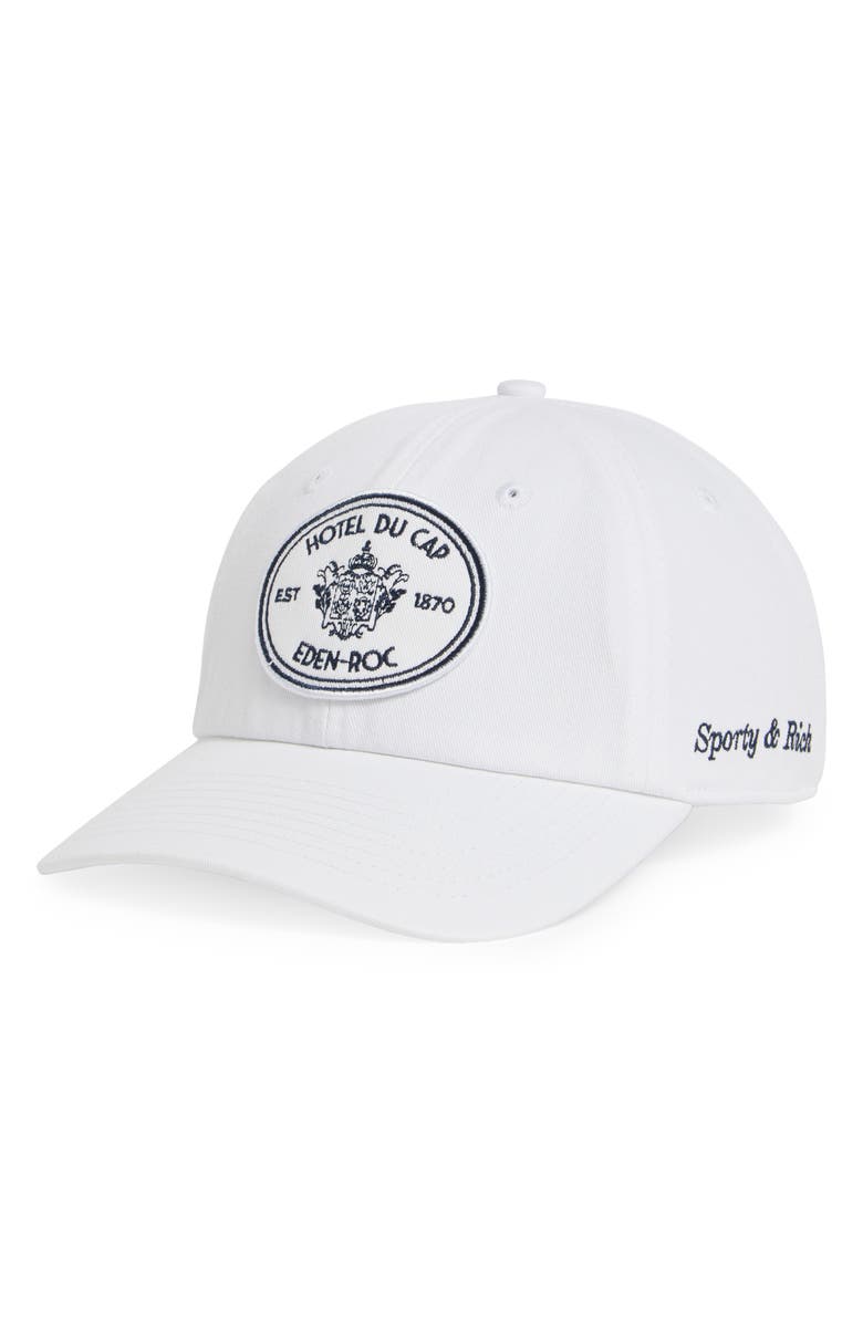 Sporty & Rich Eden Crest Baseball Cap, Main, color, White