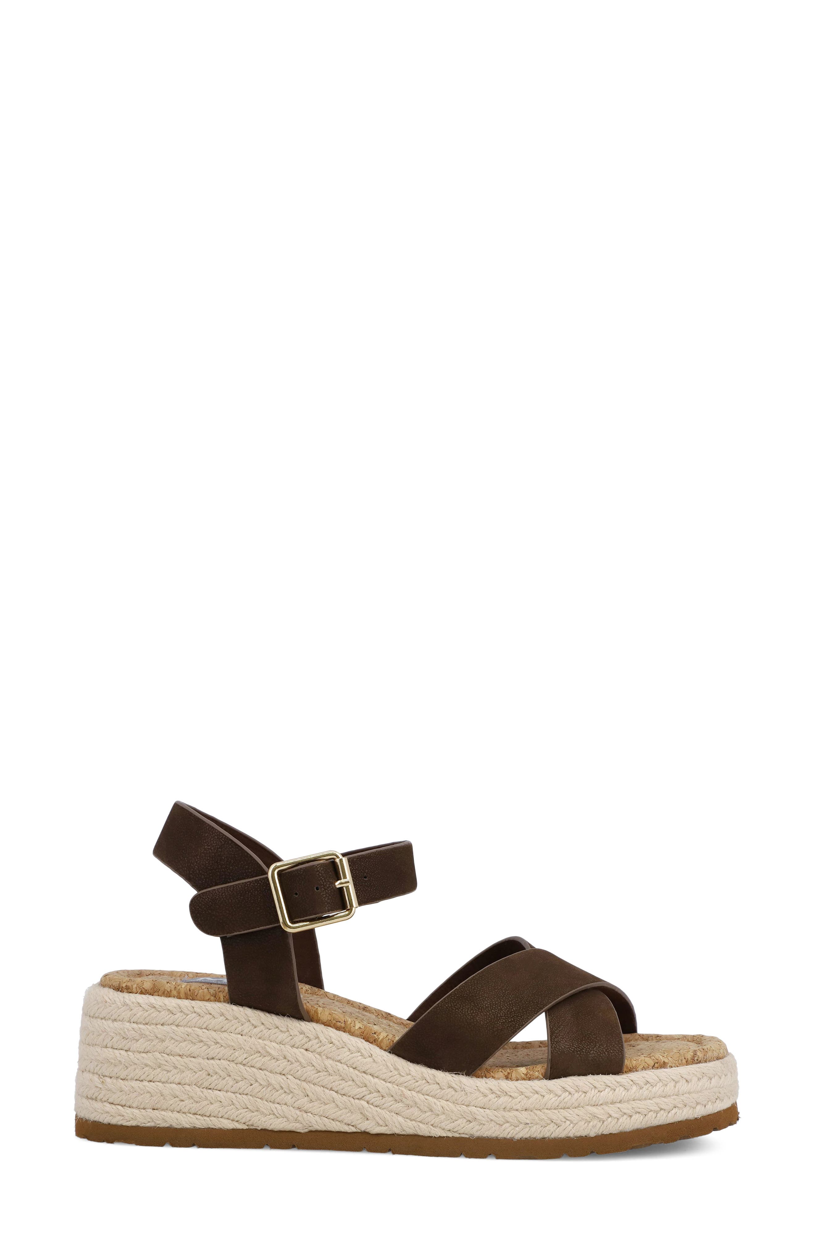 MIA Nikky Ankle Strap Platform Wedge Sandal, Alternate, color, Chocolate