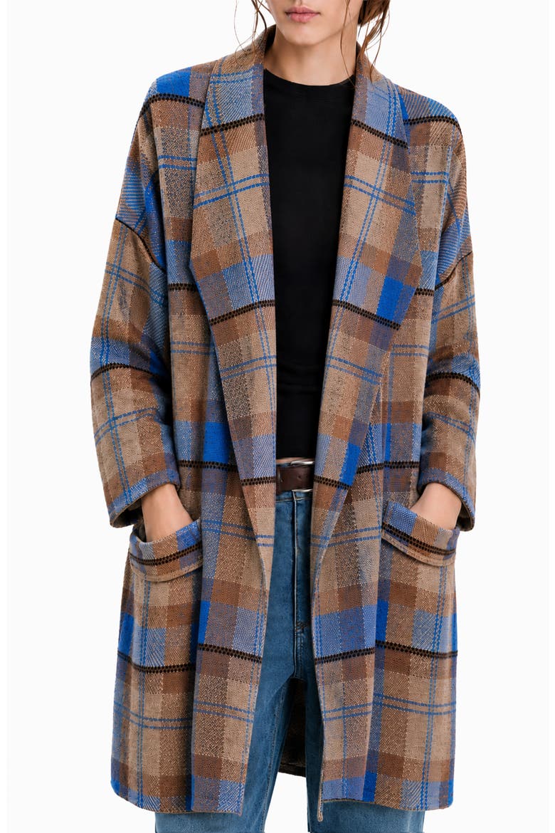 Andrea Chevron Sweater Coat, Main, color, WOODLAND PLAID