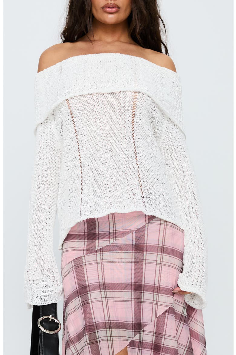 So Gone Off the Shoulder Sweater, Main, color, WHITE