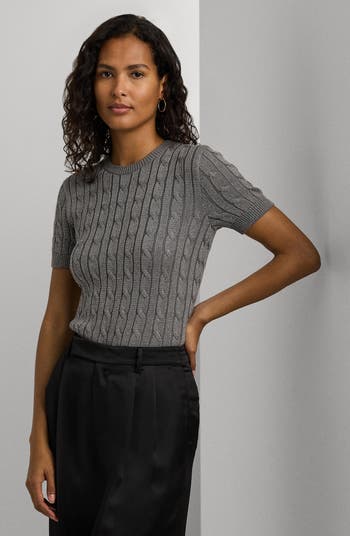 ラルフ・ローレン Lauren Ralph Lauren Rib-ニット Short-Sleeve Sweater レディース Sweaters Ma Rib-Knit Cropped Short-Sleeve Sweater