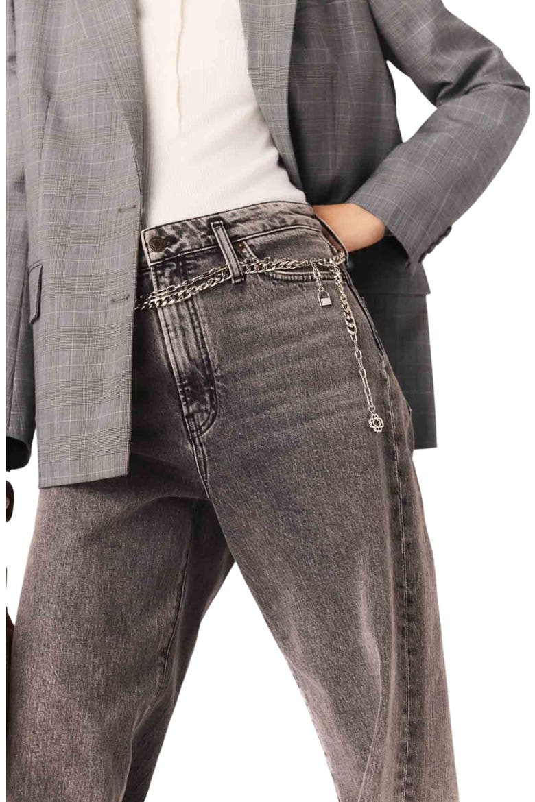 Wide-leg jeans with chain-link belt, Alternate, color, Grey