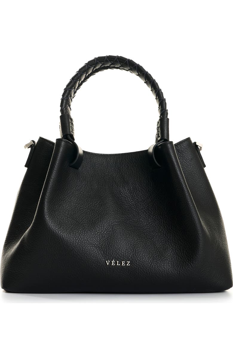 Velez Alessia Leather Crossbody Bag, Main, color, Black