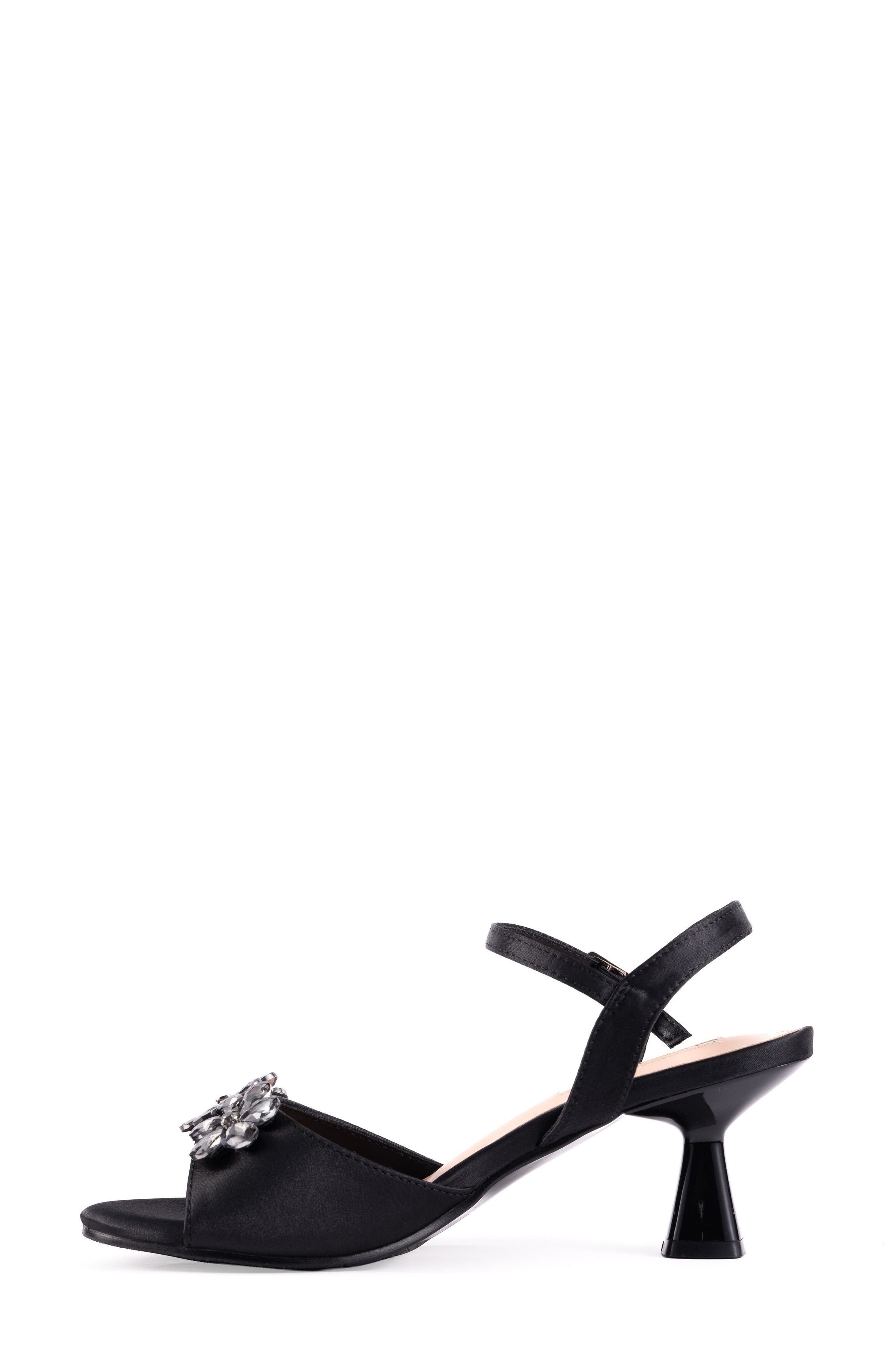 LADY COUTURE Liz Floral Crystal Sandal, Alternate, color, Black