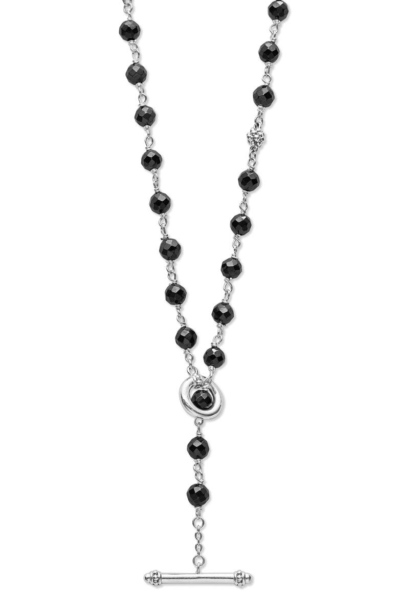 Caviar Icon Ceramic Layered Beaded Necklace, Alternate, color, BLACK/ SILVER