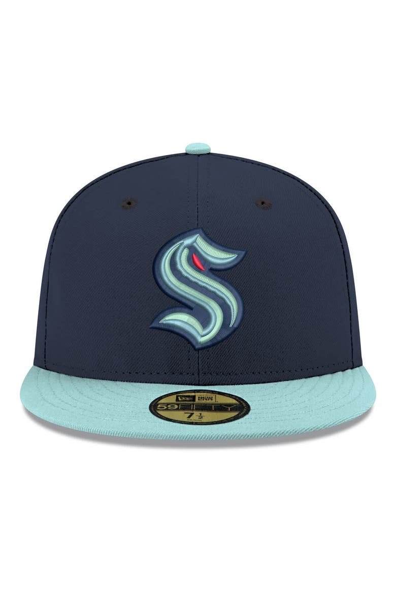 Men's New Era  Navy Seattle Kraken Core Logo Two-Tone 59FIFTY Fitted Hat, Alternate, color, Navy