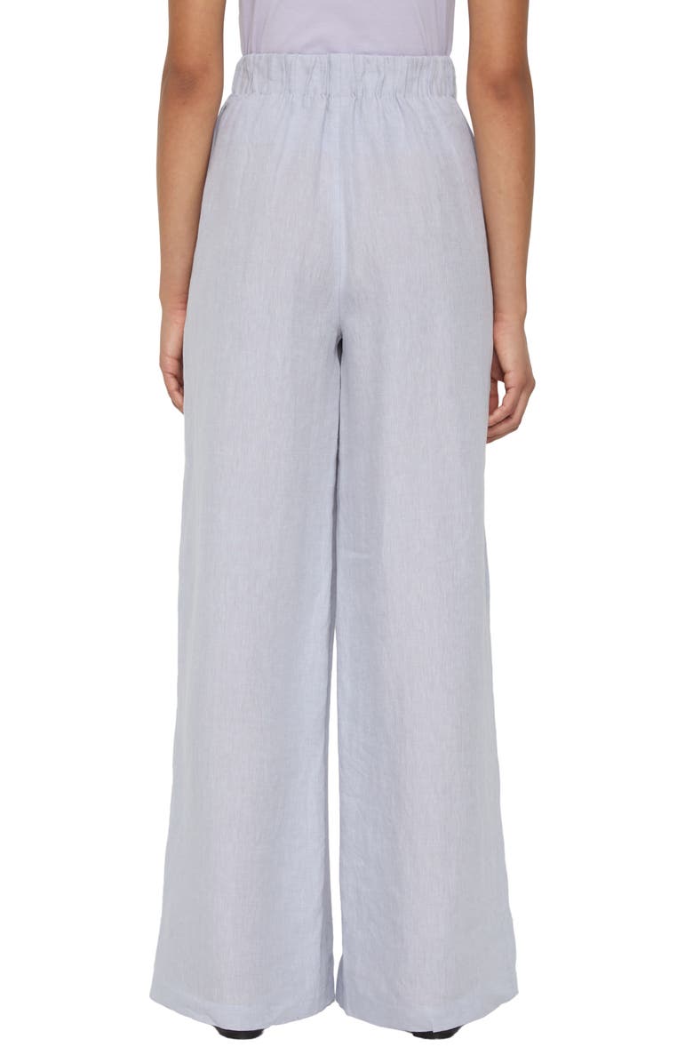 Lafayette 148 New York Astor Pleated Organic Linen Wide Leg Pants, Alternate, color, Arctic Amethyst