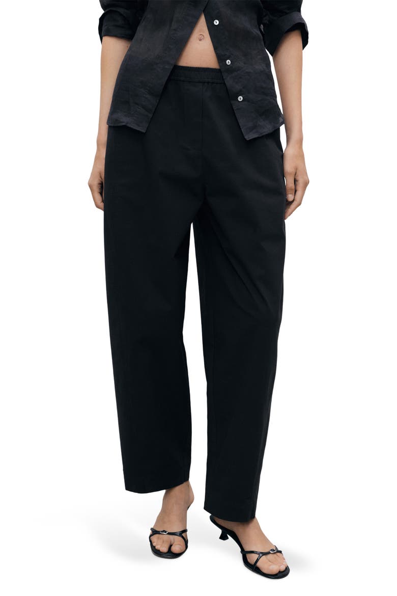 Pull-On Stretch Cotton Pants, Main, color, BLACK