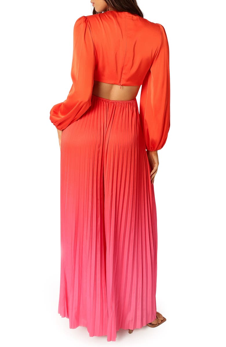 Petal & Pup Krista Long Sleeve Gradient Wide Leg Jumpsuit, Alternate, color, Red