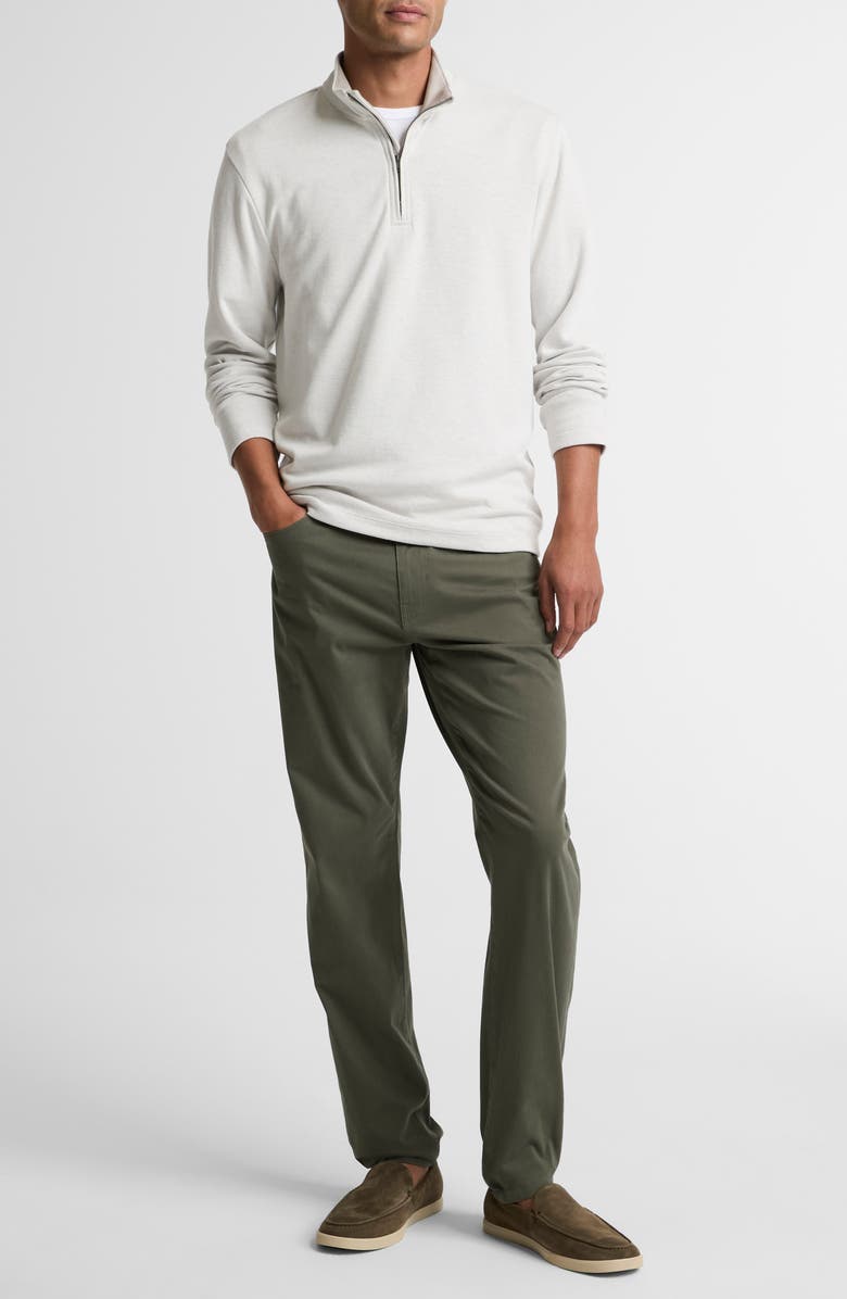 Vince Double Face Cotton Blend Quarter Zip Pullover, Alternate, color, Off White/ Jet