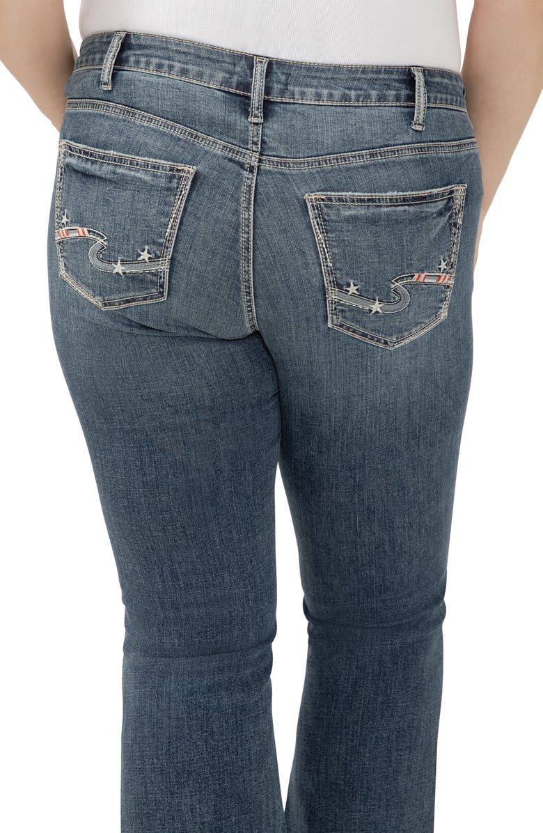 Silver Jeans Co. Suki Curvy Raw Hem Mid Rise Kick Flare Jeans, Alternate, color, Glory