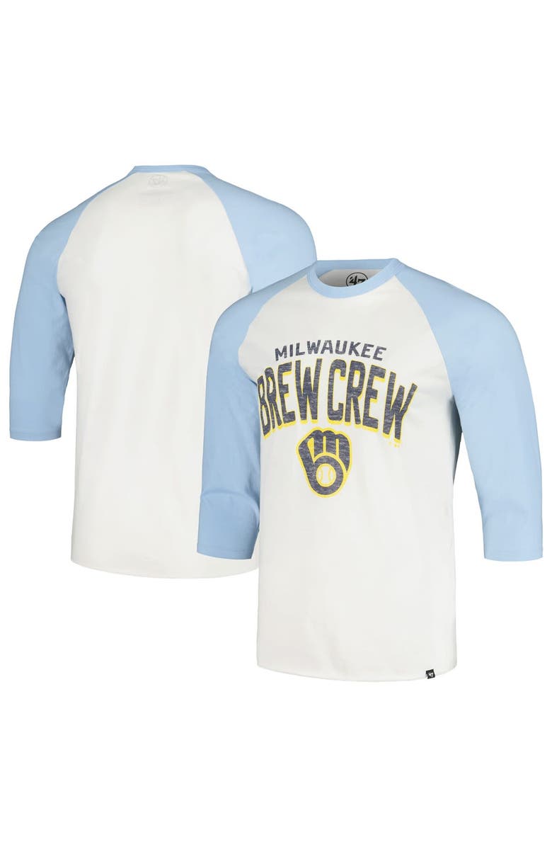'47 Men's '47 Cream Milwaukee Brewers City Connect Crescent Franklin Raglan 3/4-Sleeve T-Shirt, Main, color, 
