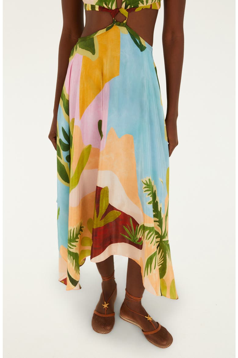 Tropical Painting Cutout Detail Maxi Dress, Main, color, BLUE MULTICOLOR