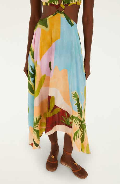 Tropical Painting Cutout Detail Maxi Dress