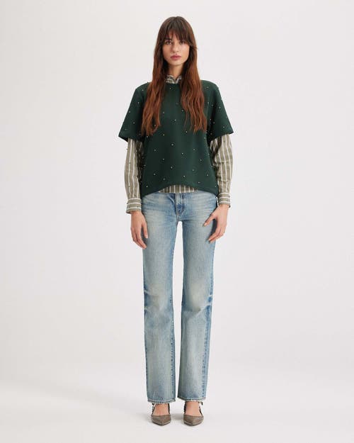 Theo The Label Echo Mix Stripe Pearly Shirt In Brown