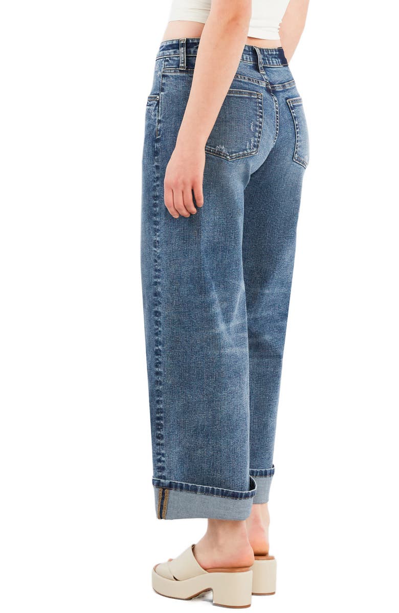 HINT OF BLU Cuffed High Waist Relaxed Jeans, Alternate, color, Grey Wash Blue