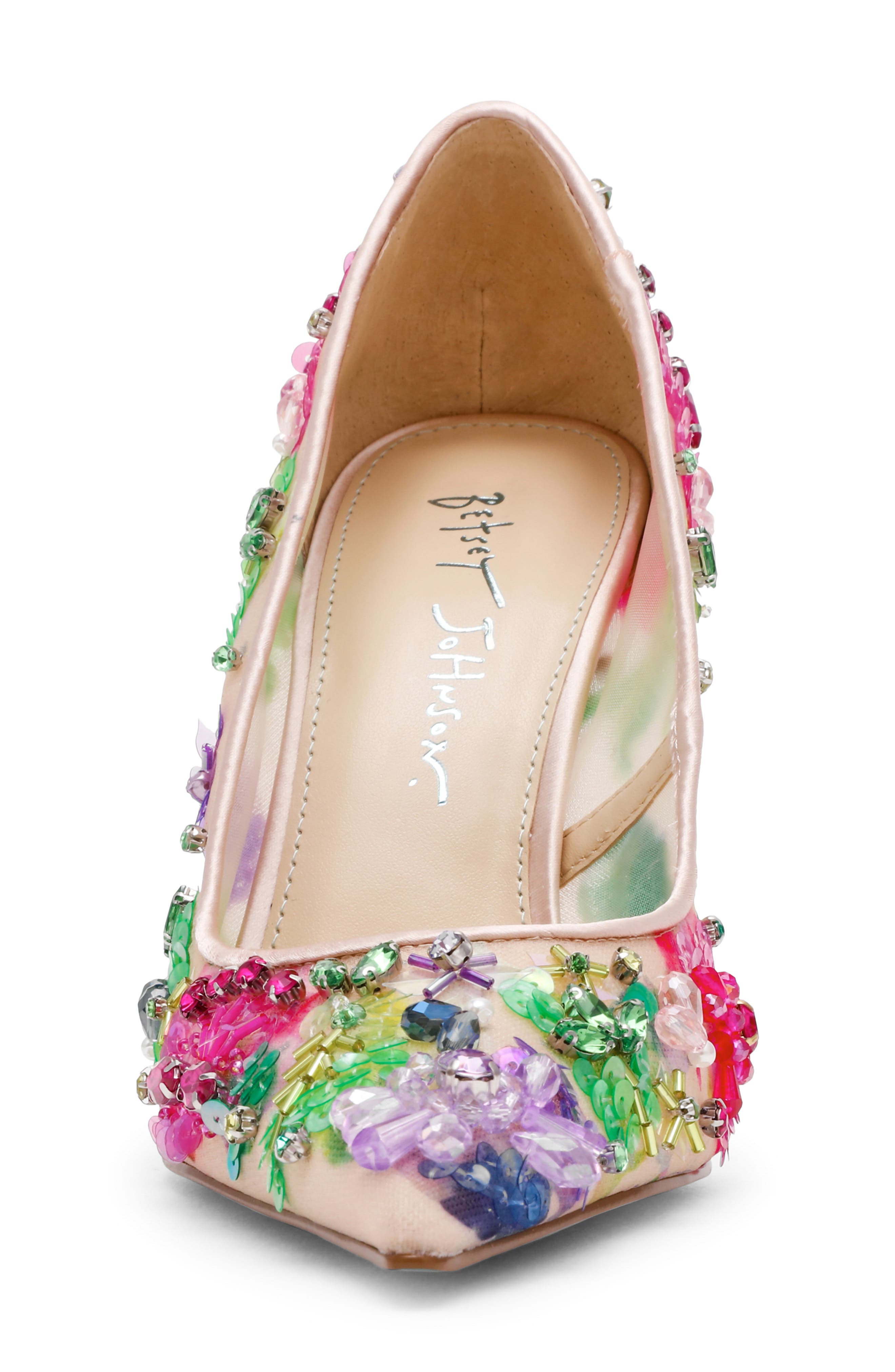 Betsey Johnson Netta Pointed Toe Pump, Alternate, color, Beige Multi