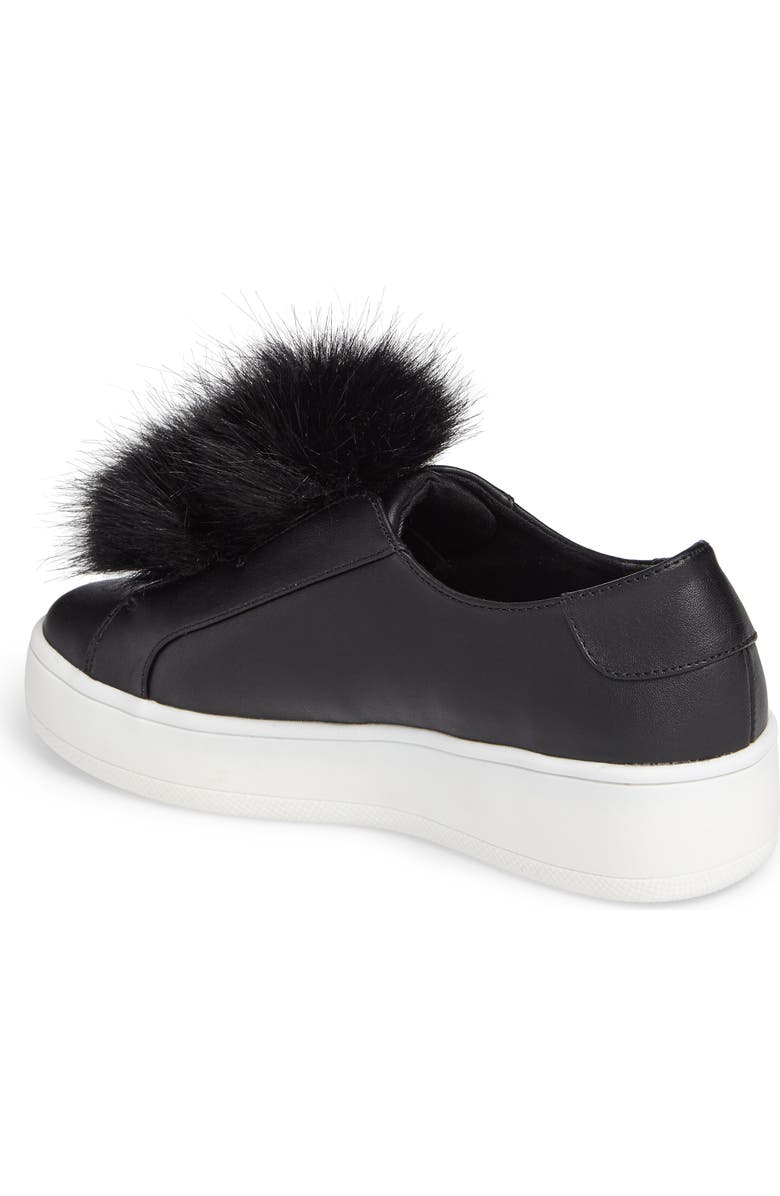 Steve Madden Breeze Faux Fur Pom Sneaker, Alternate, color,