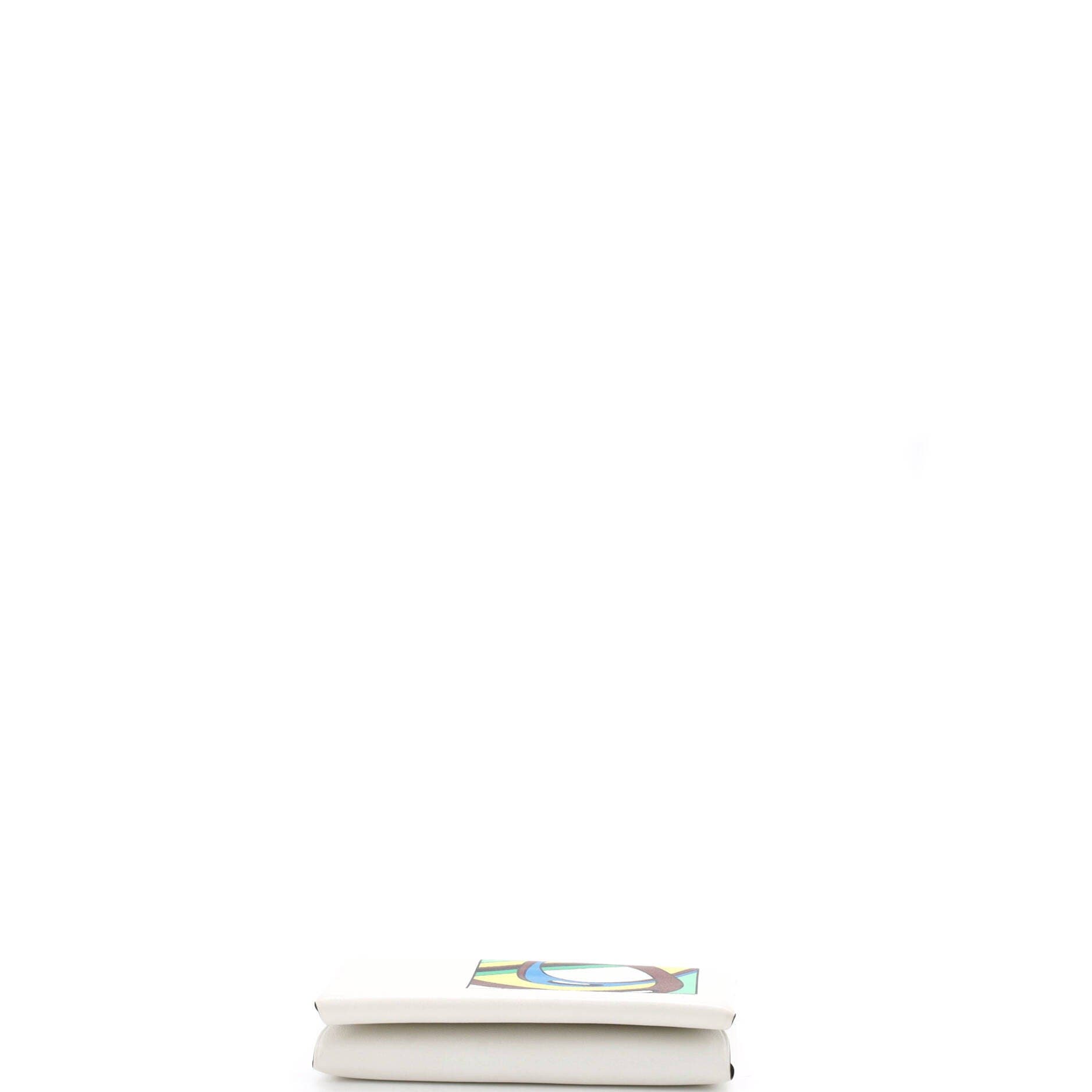 Pre-Owned Hermes Calvi Duo Card Holder Printed Leather, Alternate, color, Blanc