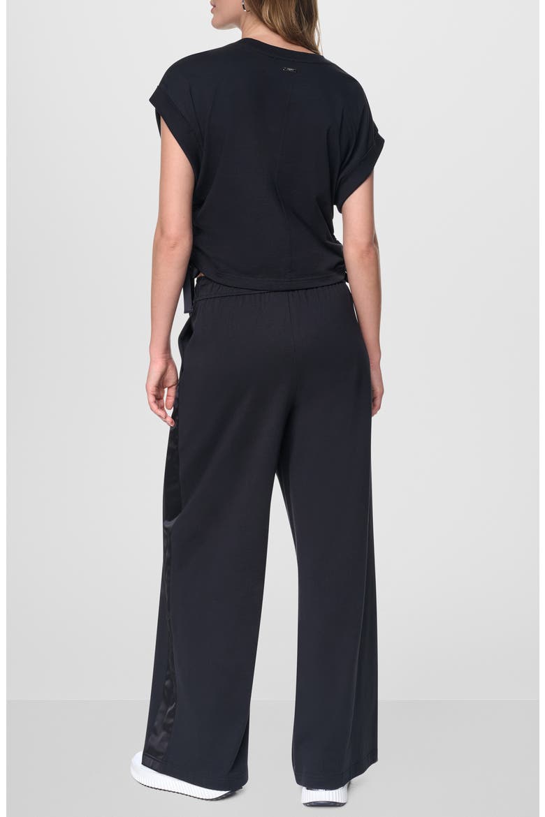 Ruched Side Satin Top, Alternate, color, BLACK