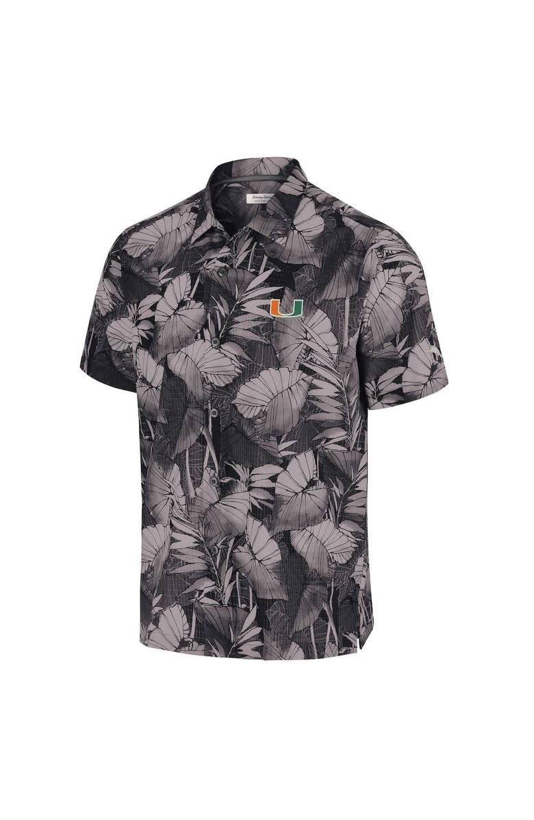 Tommy Bahama Men's Tommy Bahama Black Miami Hurricanes Coast Nuevo Fronds Button-Up Shirt, Alternate, color, Black