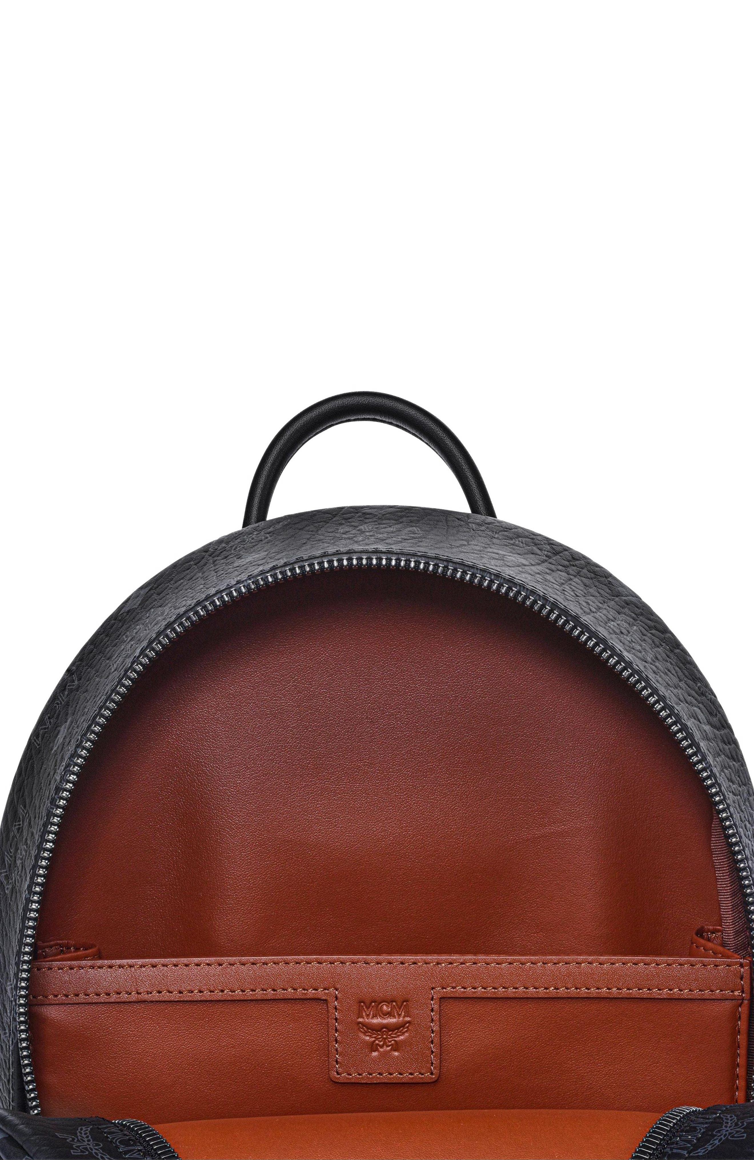 MCM Stark Side Studs Backpack in Visetos, Alternate, color, Black