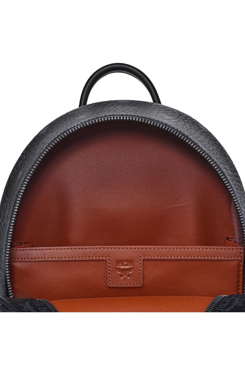 MCM Stark Side Studs Backpack in Visetos, Alternate, color, Black