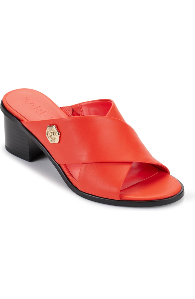 KARL LAGERFELD PARIS Henryk Criscross Slide Sandal, Main, color, Vermillon