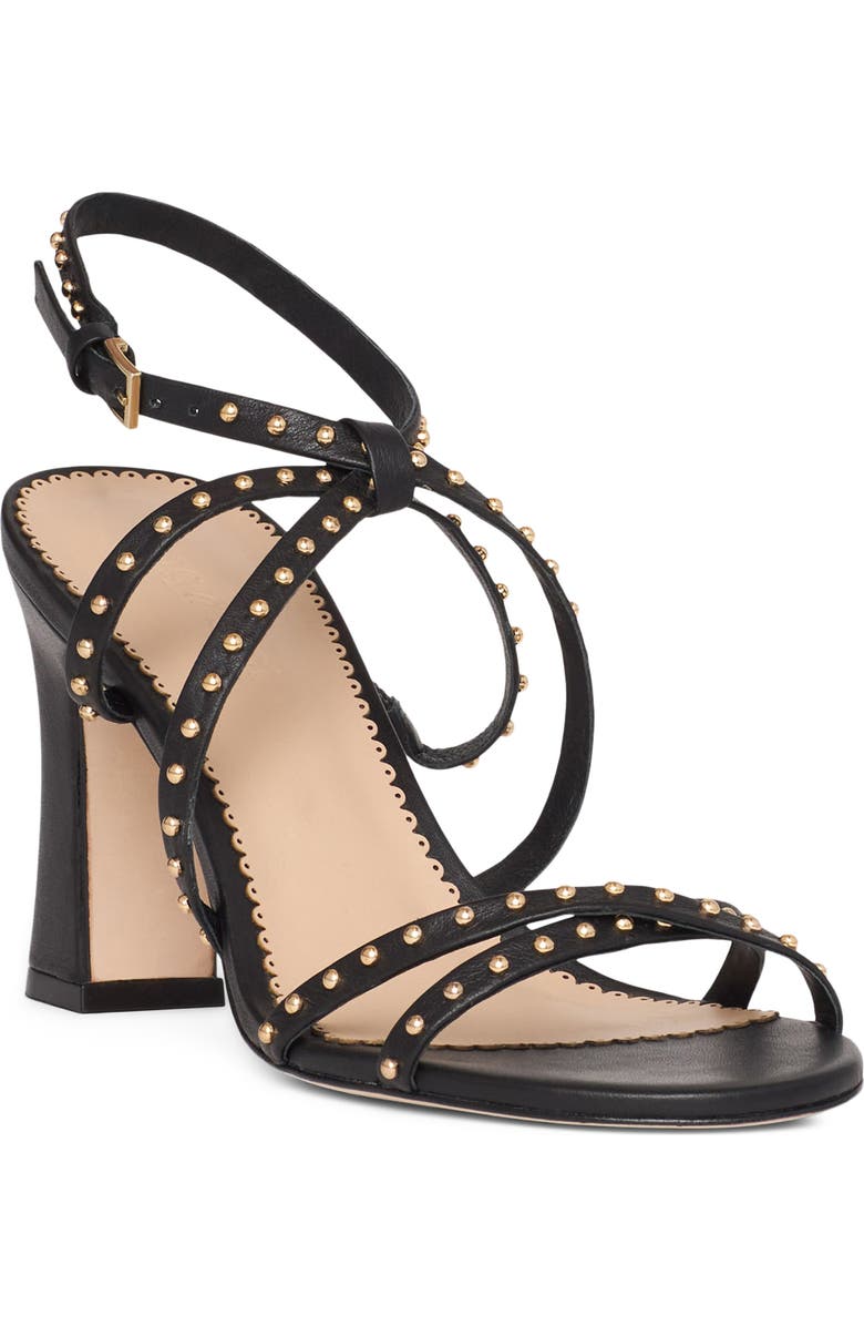 Cinq à Sept Blair Studded Ankle Strap Sandal, Main, color, Black/ Gold