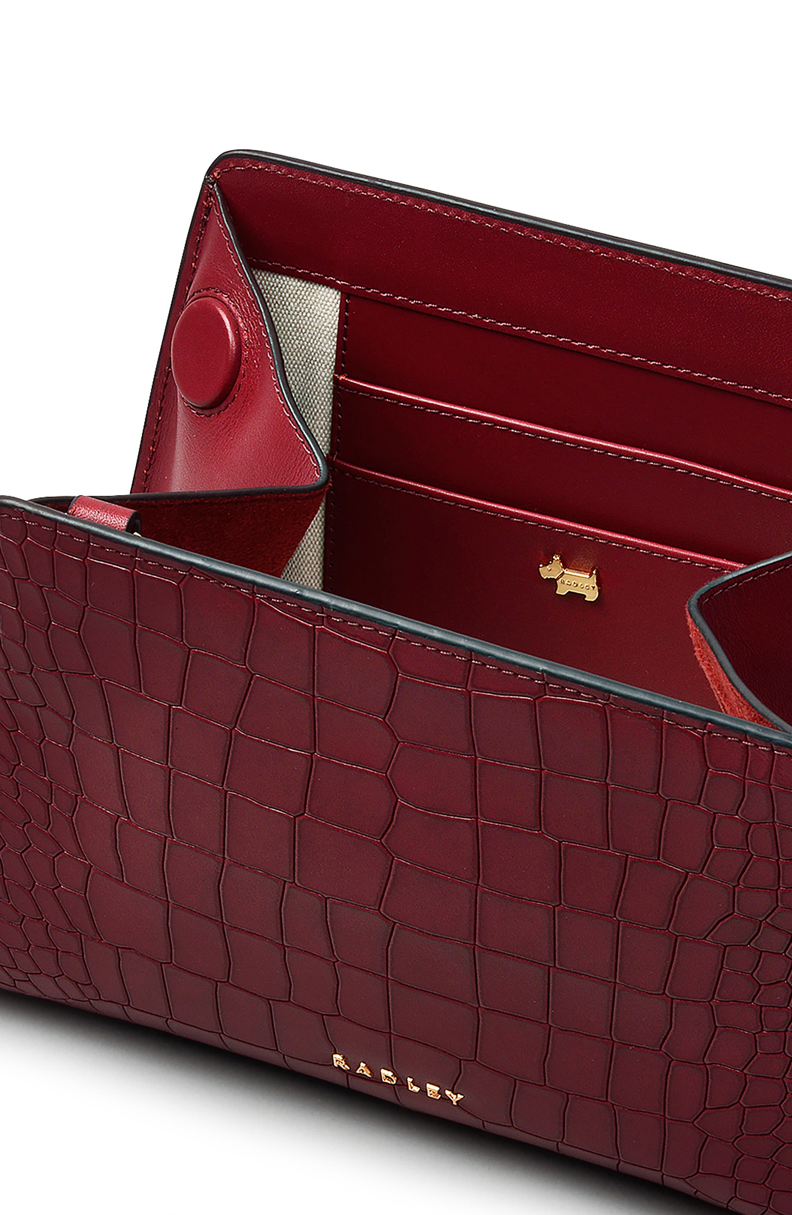 Radley Glasshouse Small Croc Embossed Crossbody Bag, Alternate, color, Cranberry