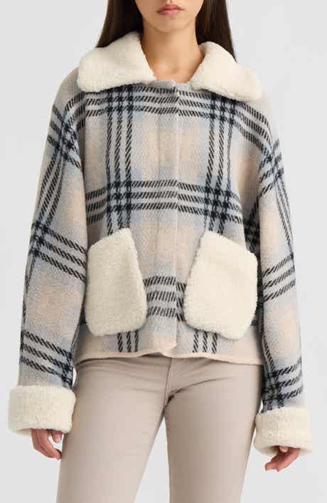 Faux Fur Collar Plaid Jacket