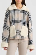 NVLT Faux Fur Collar Plaid Jacket