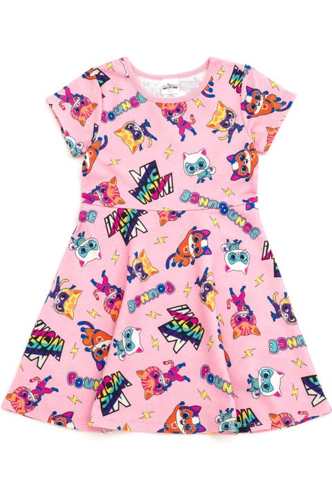Super Kitties Short Sleeve Skater Dress