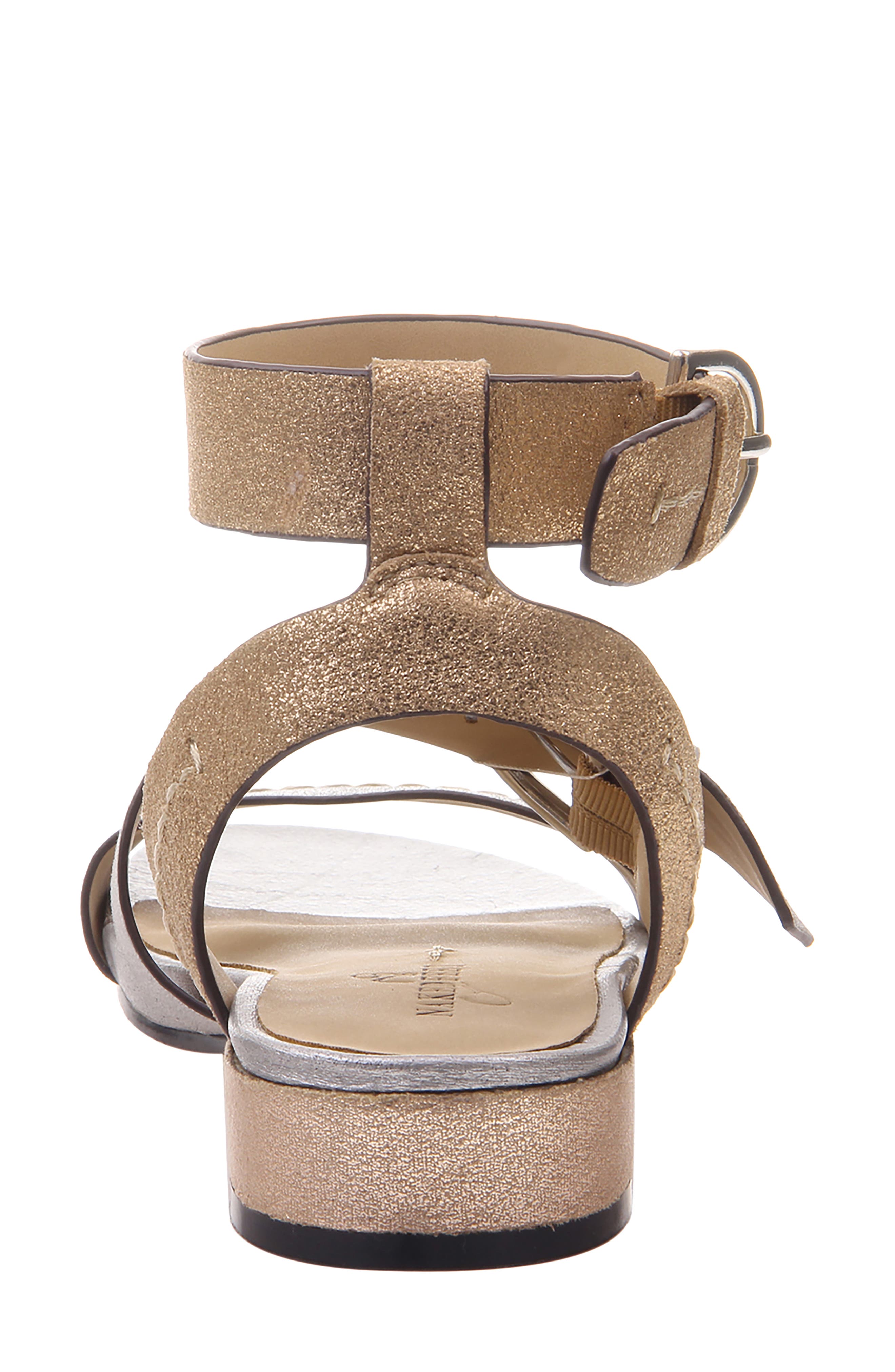 Zeke Ankle Strap Sandal, Alternate, color, SILVER LEATHER/ SILVER