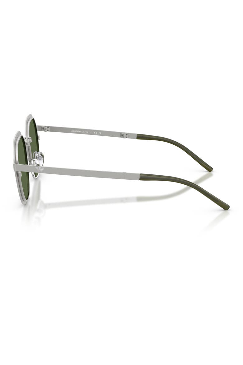51mm Round Sunglasses, Alternate, color, MATTE SILVER / DARK GREEN