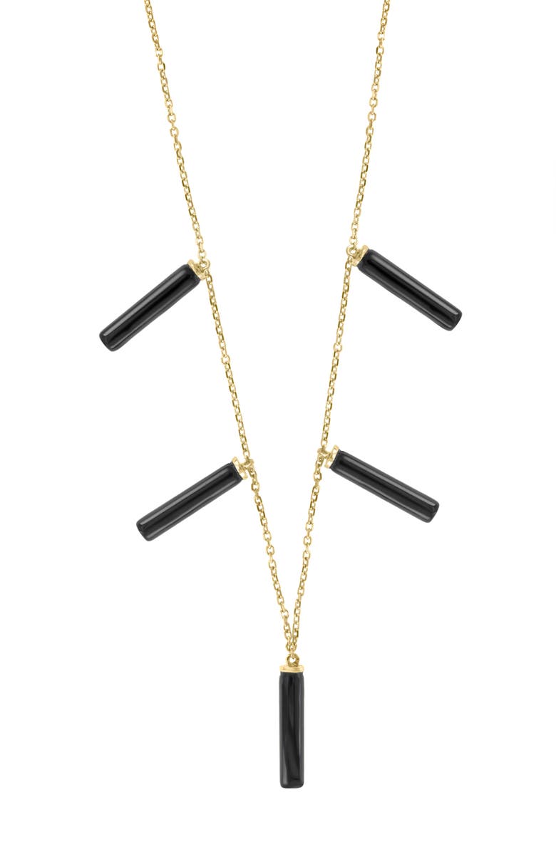 EFFY 14K Yellow Gold Onyx Bar Charm Necklace, Main, color, 
