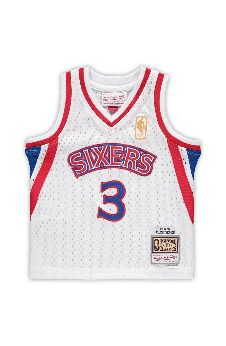 Mitchell & Ness Infant Mitchell & Ness Allen Iverson White Philadelphia 76ers 1996/97 Hardwood Classics Retired Player Jersey, Alternate, color,