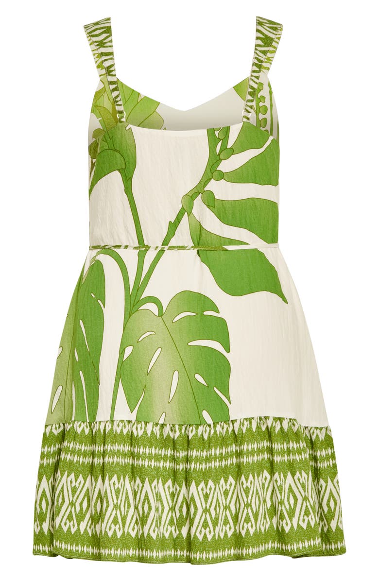 City Chic Peta Floral Border Print Sleeveless Dress, Alternate, color, 