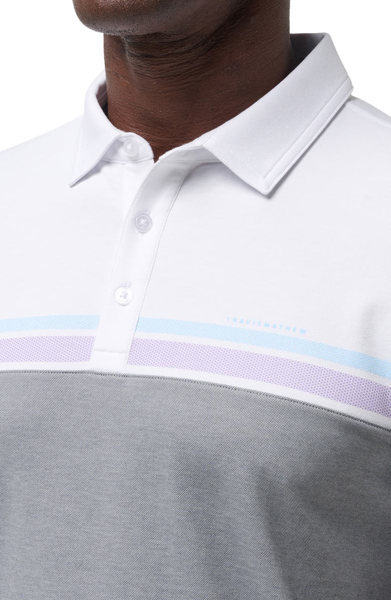 TravisMathew First Timer Stripe Colorblock Polo, Alternate, color, White