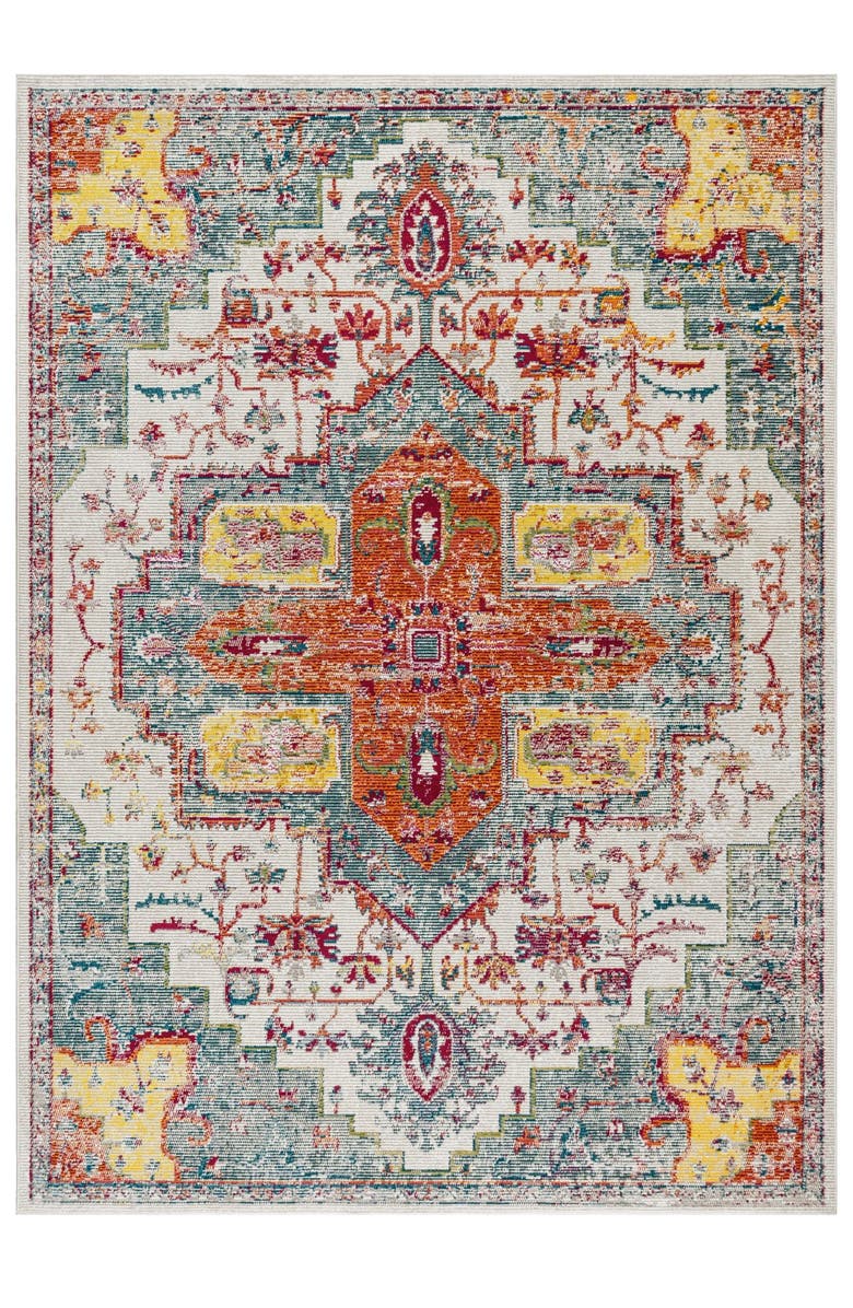 JONATHAN Y Zafra Vintage Medallion Area Rug, Alternate, color, Coral/Blue/Multi