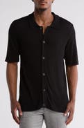 TRUTH Short Sleeve Open Knit Button-Up Shirt