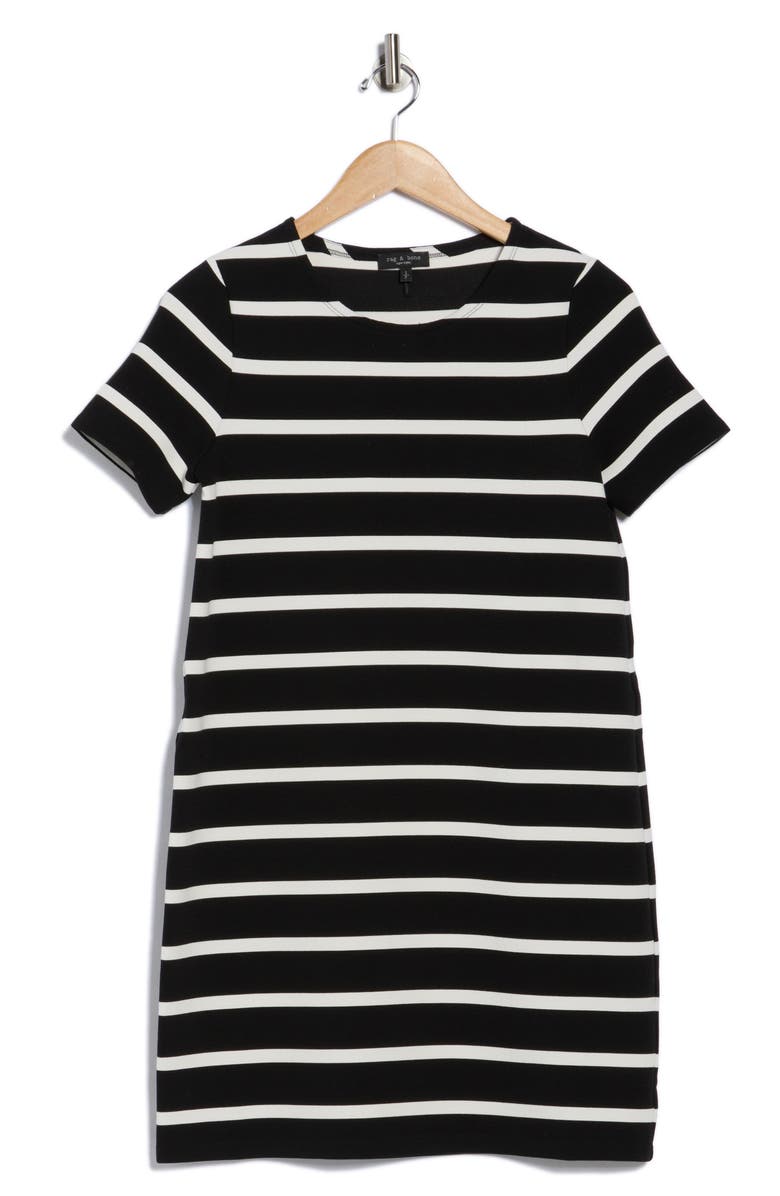 rag & bone Colette Stripe Short Sleeve Shift Dress, Alternate, color, Black White