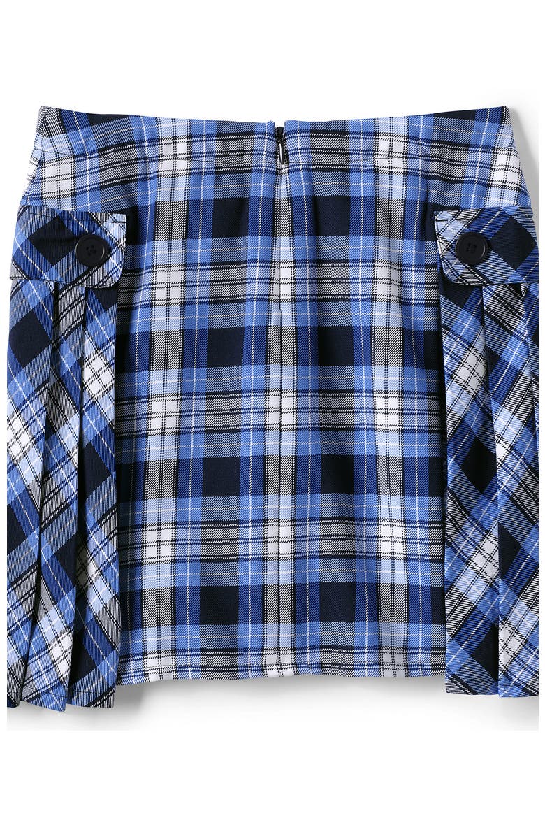 School Uniform Girls Slim Side Pleat Plaid Skort Above Knee, Alternate, color, Clear Blue Plaid