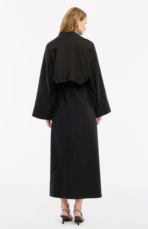 Another Tomorrow Button-sleeve Tie Bolero Jacket In Black