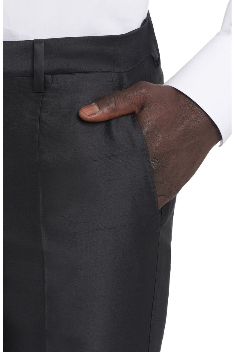 Sicilia Fit Silk Shantung Two-Piece Suit, Alternate, color, BLACK